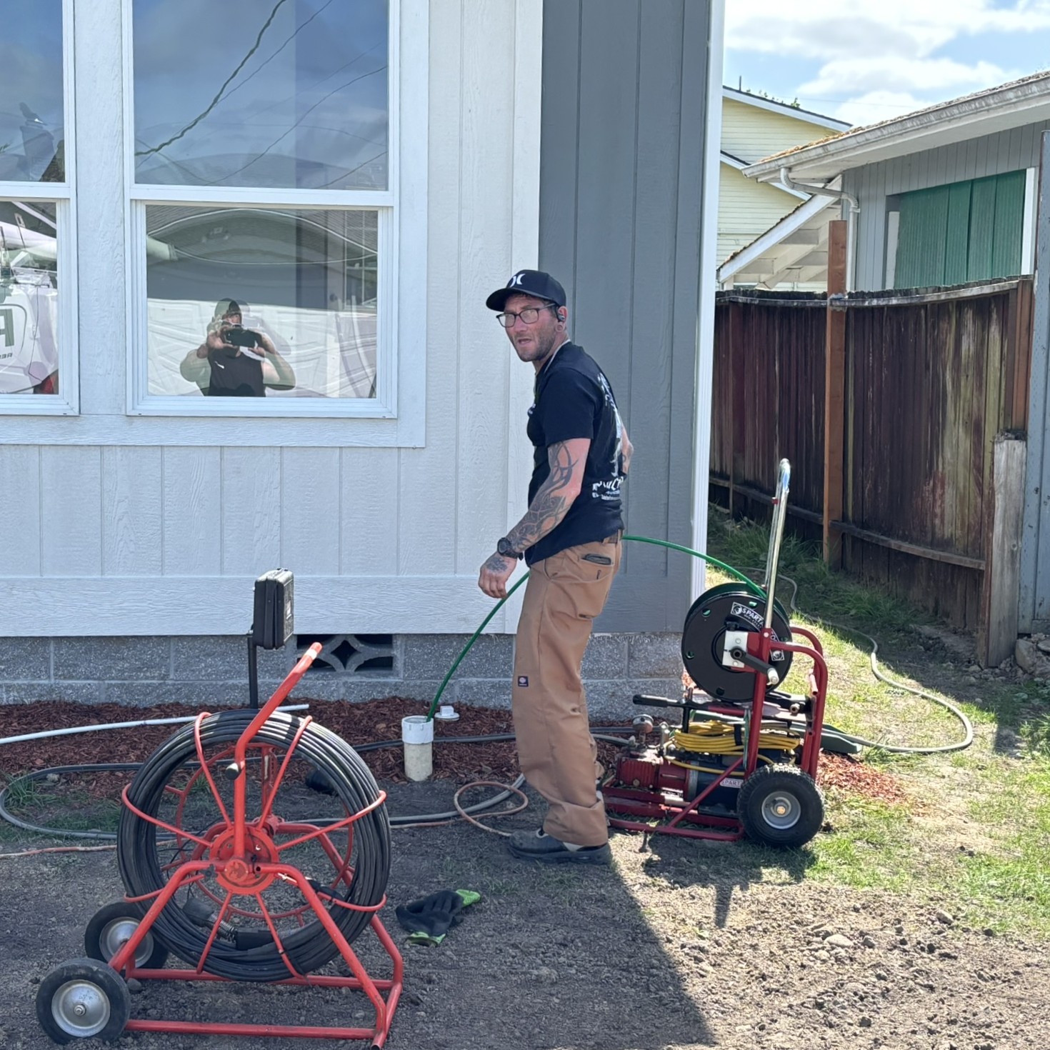 Sewer camera inspection of an underground sewer line