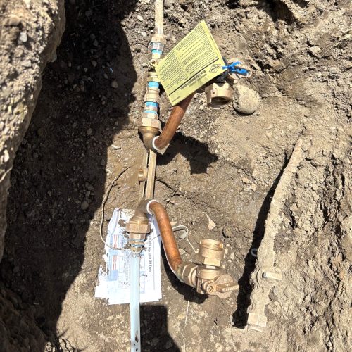 Copper water meter setter installed for new residential water service