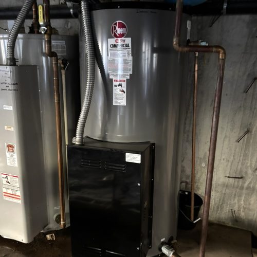 Commercial Rheem gas water heater system