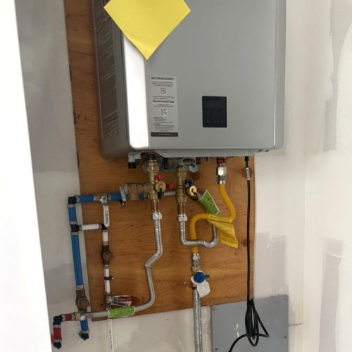 Rinnai tankless unit with new plumbing connections